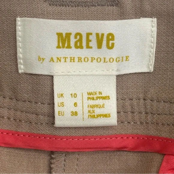 Anthro Maeve New Size 6 Tan Soft Tailored Belted Pleated Wide Leg Trouser Pants